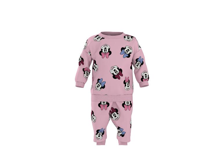 Rosa Langarm-Oberteil und Hose mit Cartoon-Maus-Print