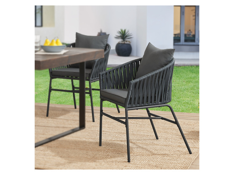 Juskys Rope Stühle, 2er Set, mit Sitz Rückenkissen