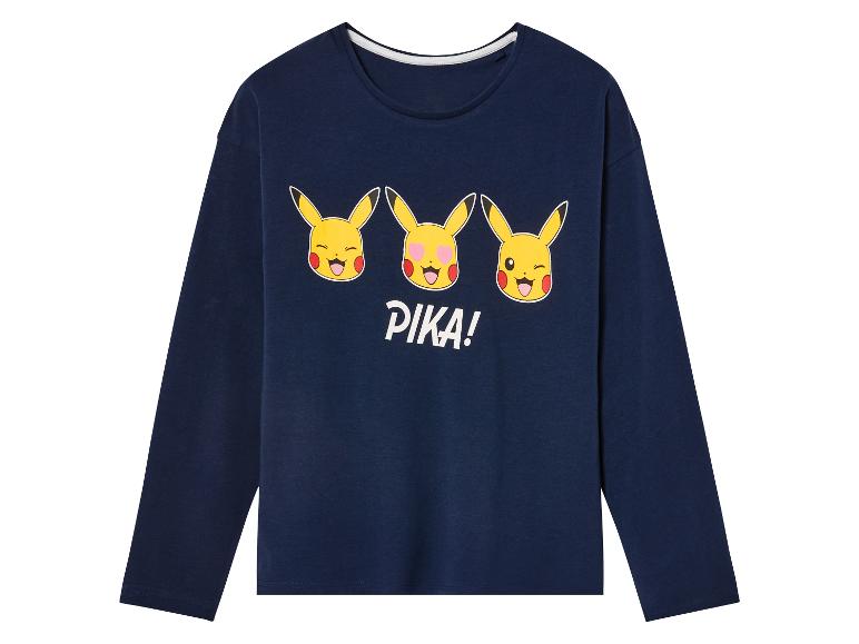 Ein dunkelblaues Langarmshirt mit einem Pikachu-Druck.