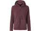 Damen-Fleecejacke mit Reißverschluss und Kapuze in Pflaumenfarbe.
