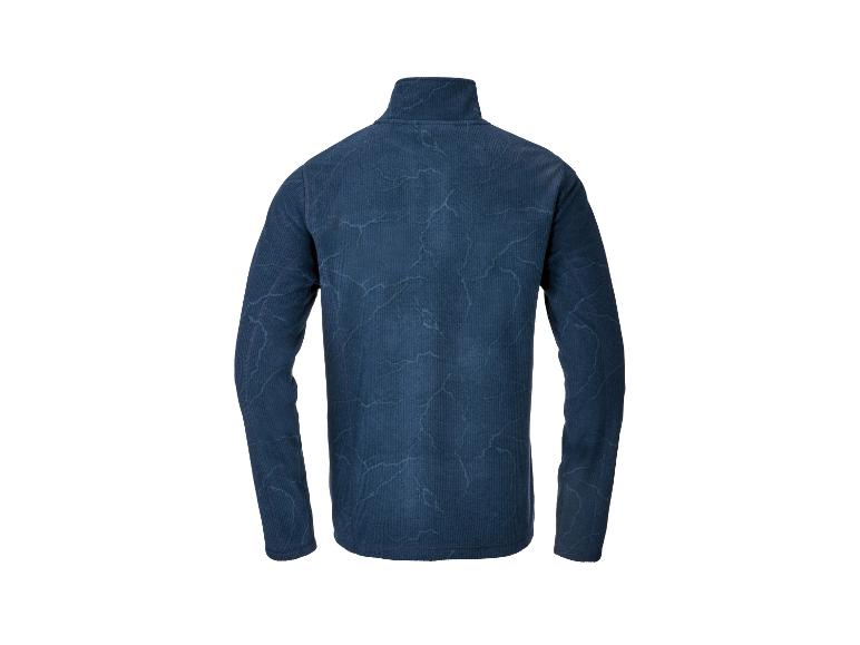 Herren-Fleece-Langarmshirt in Blau mit dezentem Muster, Rückansicht