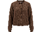 Braune Strickjacke für Damen mit Knöpfen.