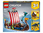LEGO Creator 3-in-1-Set mit einem Wikingerschiff, einem Drachen und einem Wolf