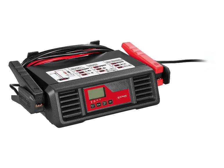 Ultimate Speed Batterieladegerät mit Klemmen und Kabeln.