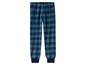 Blaue karierte Pyjamahose.