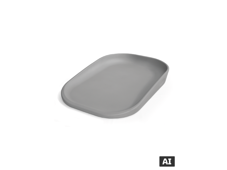 Graue, weiche Wickelauflage BABYGO Luxepad. [KI-generiertes Bild]