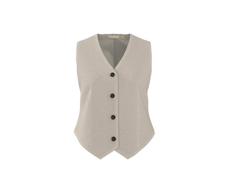 Damen-Leinenweste in Beige mit braunen Knöpfen