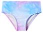Kinder-Badehose mit blauem und lila Galaxie-Muster.