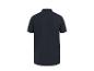 Dunkelblaues Kurzarm-Poloshirt, Rückansicht.