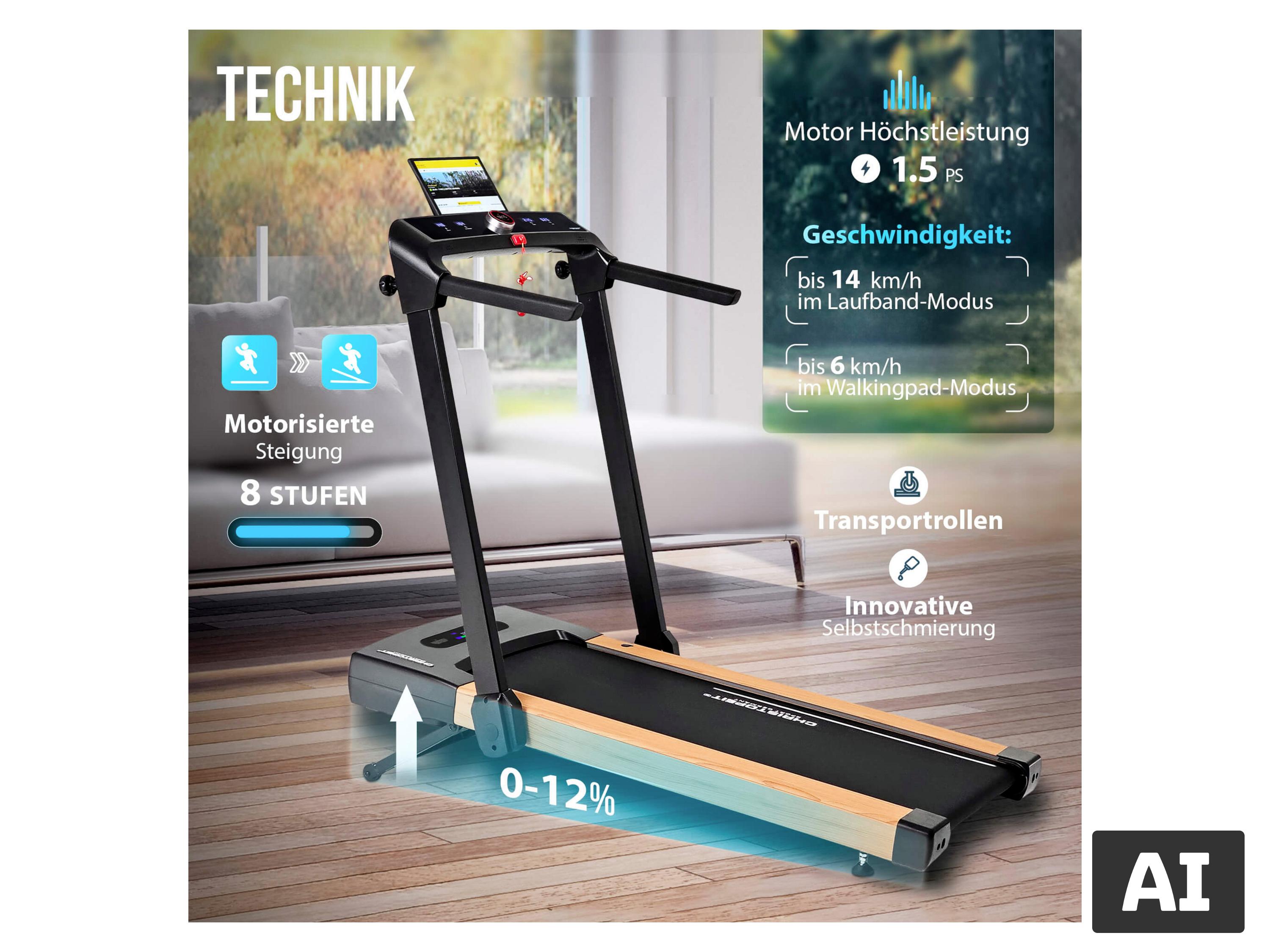 CHRISTOPEIT SPORT Laufband 2 in 1 (Holzoptik) – Bild 2 von 4