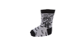 Halloween-Socke mit Monster-Muster, Fledermäusen und dem Text „HAPPY HALLOWEEN“.