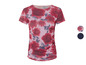 T-Shirt mit rosafarbenem Blumenmuster.