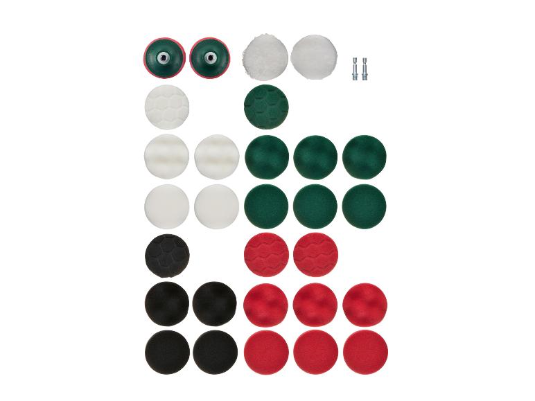 Set Autopolierpads in verschiedenen Farben und Texturen, mit Adaptern.