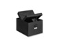 Eine schwarze Aufbewahrungsbox mit Deckel.