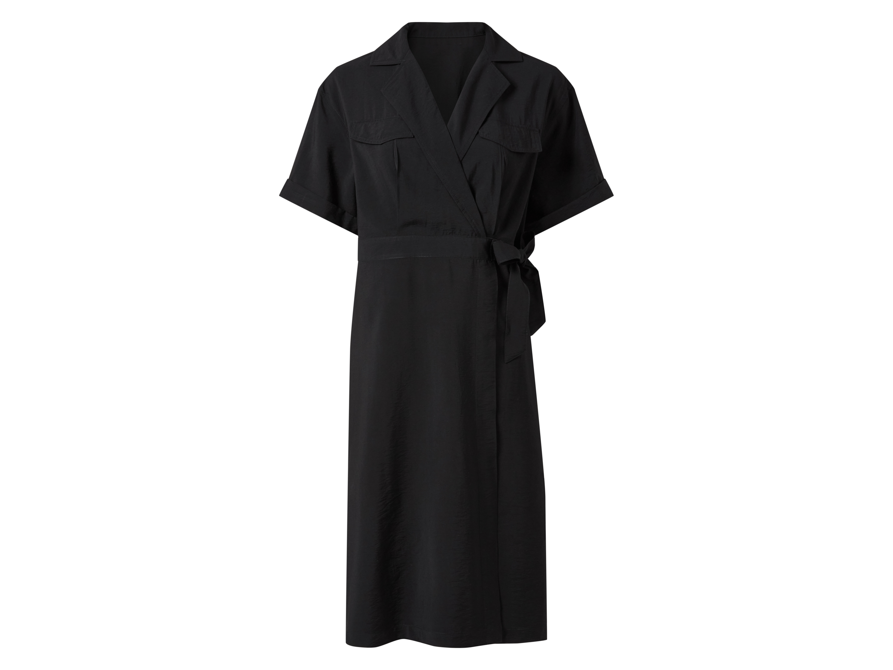ESMARA® Damen Wickelkleid / Kleid, mit Bindeband (Schwarz, 38)""