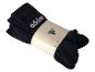 Schwarze Adidas Socken mit weißem Logo und Größenetikett