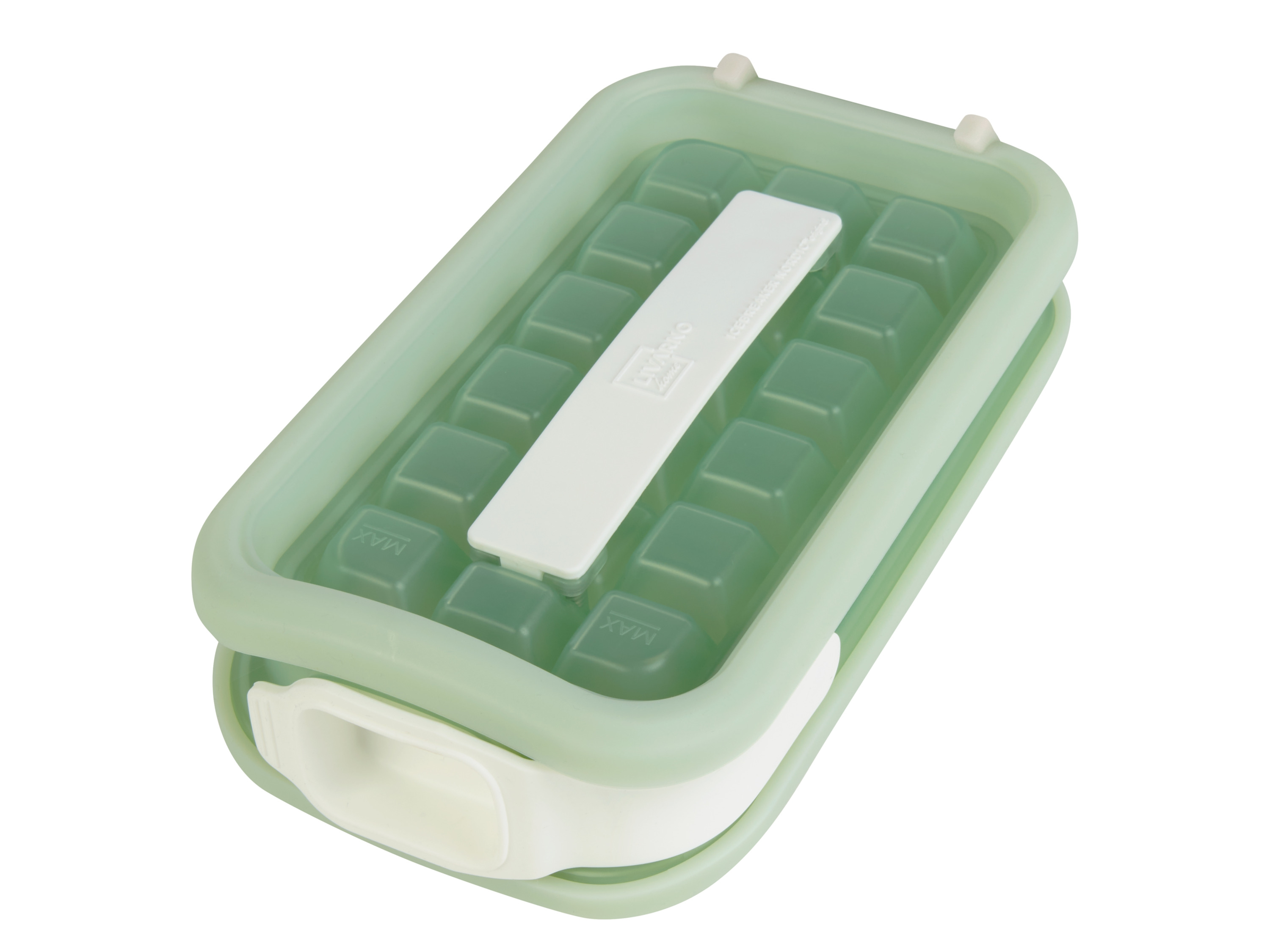 LIVARNO home Eiswürfelformer (Quadrat)““ | rund Für 18 Eiswürfel Besonders hygienisch – einfaches Herauslösen ohne Berührung der Eiswürfel Auslaufsicherer Deckel Geruchs- und geschmacksneutral Temperaturbeständig von -20 °C bis 70 °C Spülmaschinengeeignet BPA-frei: kein Bisphenol A Nur zum Einfrieren von Wasser geeignet Maße: geschlossen: ca. 21,3 x 11,9 x 6,2 cm L x B x H