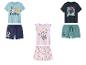 Kinder T-Shirts und Shorts-Sets mit Zeichentrickfiguren und Blumenmustern.