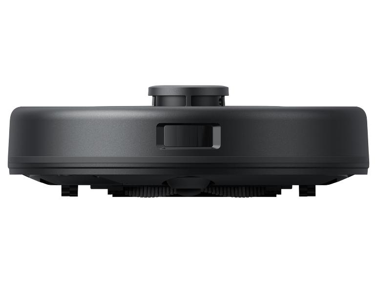 Schwarzer Saugroboter mit oberem Navigationssensor