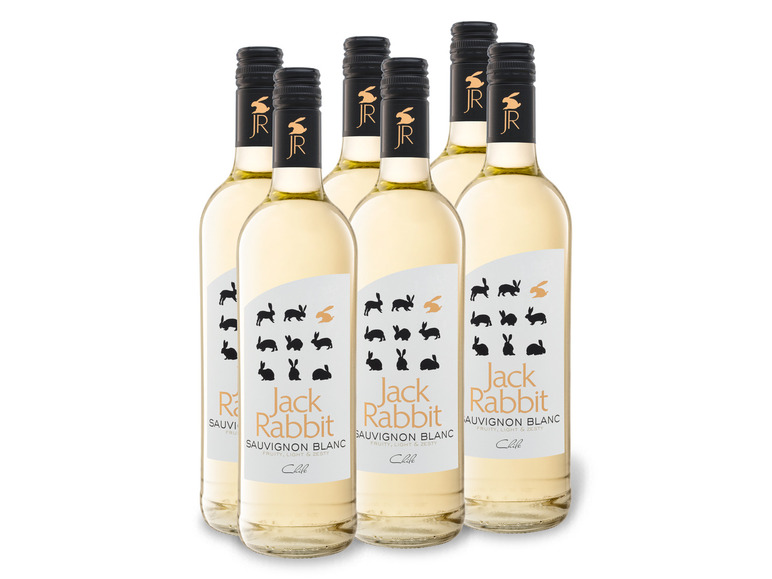 Gehe zu Vollbildansicht: 6 x 0,75-l-Flasche Weinpaket Jack Rabbit Sauvignon Blanc Valle Central, Weißwein - Bild 1