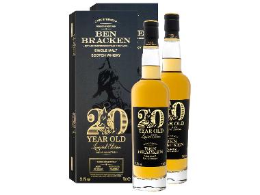 2 x 0,7-l-Flasche Whiskypaket Ben Bracken Single Malt Scotch Whisky Limited Edition Cask Strength 20 Jahre mit Geschenkbox 51.1% Vol