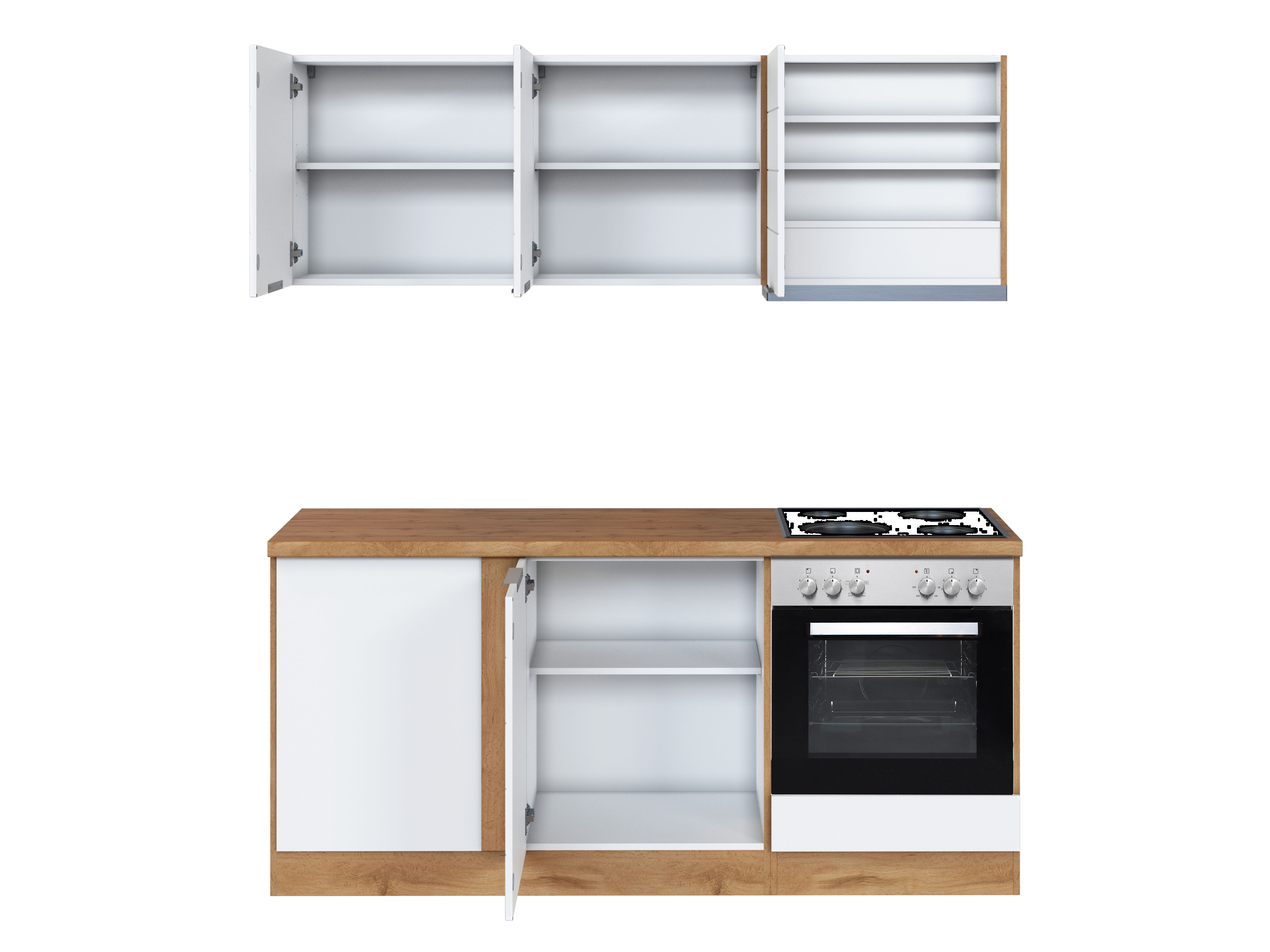 Thumbnail - HELD Küchenzeile »Bonn«, mit Elektrogeräten (240/180 cm, wotaneiche/ matt weiß)