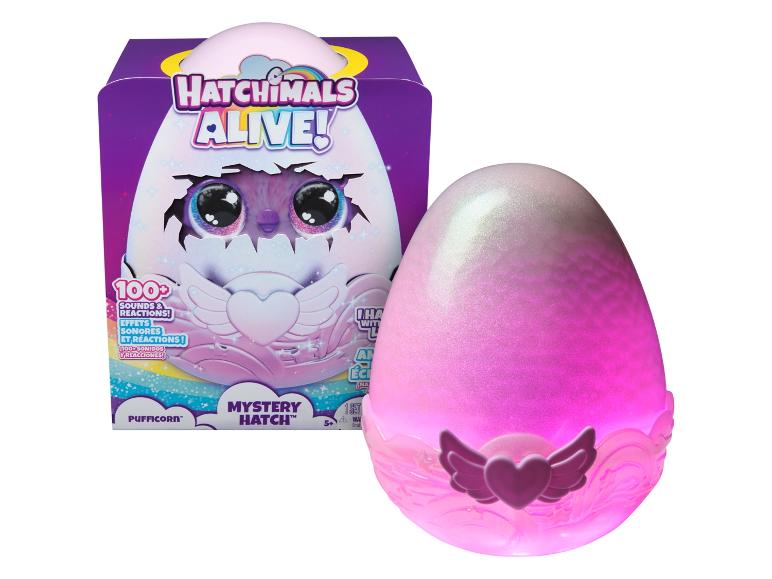 Hatchimals Alive! Pufficorn Mystery Hatch Spielzeug mit einem leuchtenden rosa Ei.