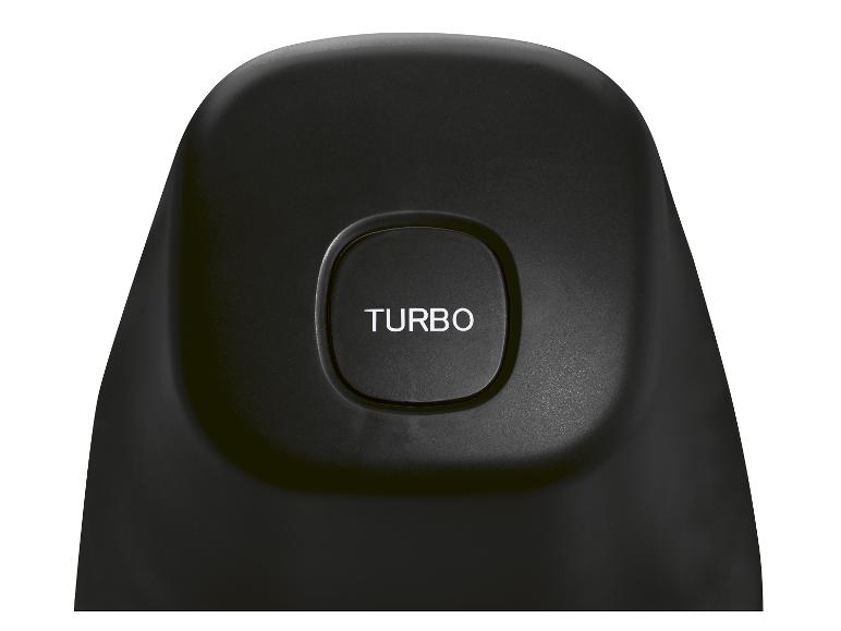 Ein schwarzer Knopf mit der Aufschrift 'TURBO'