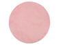 Ein runder rosa Teppich.