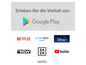 Google Play mit Streaming-Diensten wie Netflix, Prime Video und Disney+.