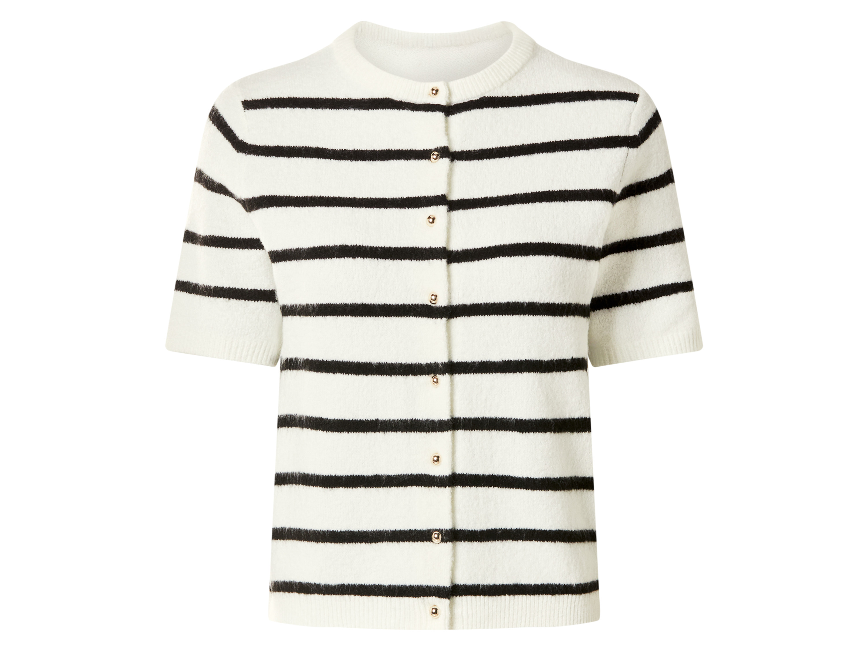 ESMARA® Damen Feinstrick-Cardigan (Schwarz/weiß, L(44/46))""