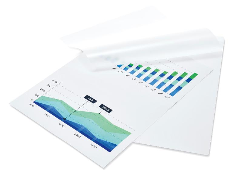 Dokument mit Diagramm und transparenten Blättern.