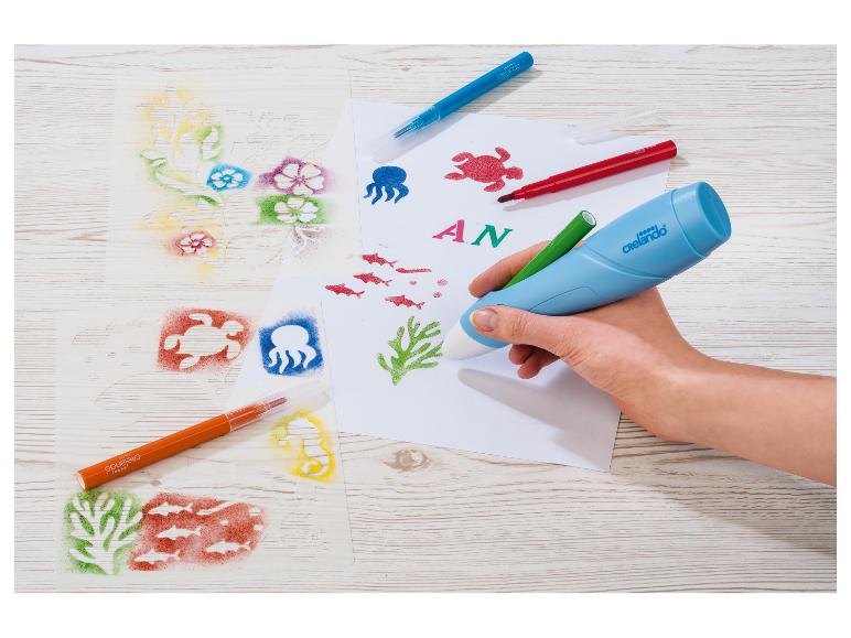 Crelado Schablonen- und Stiftset für Kunst, mit Meeres- und Blumenmotiven.