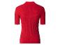Rotes geripptes Kurzarm-Poloshirt mit Kragen, Rückansicht.