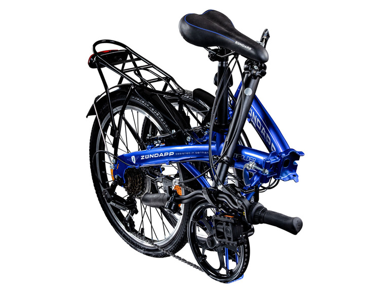 Blaues Zündapp Faltrad mit Gepäckträger