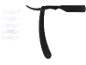 Schwarzes Rasiermesser mit Ersatzklingen auf weißem Hintergrund.