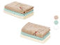LIVARNO® Frottier-Gästetücher/Handtuch mit Rentierstickerei in Beige, Türkis und Creme.