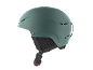 Grüner Skihelm mit Belüftungsschlitzen und Kinnriemen