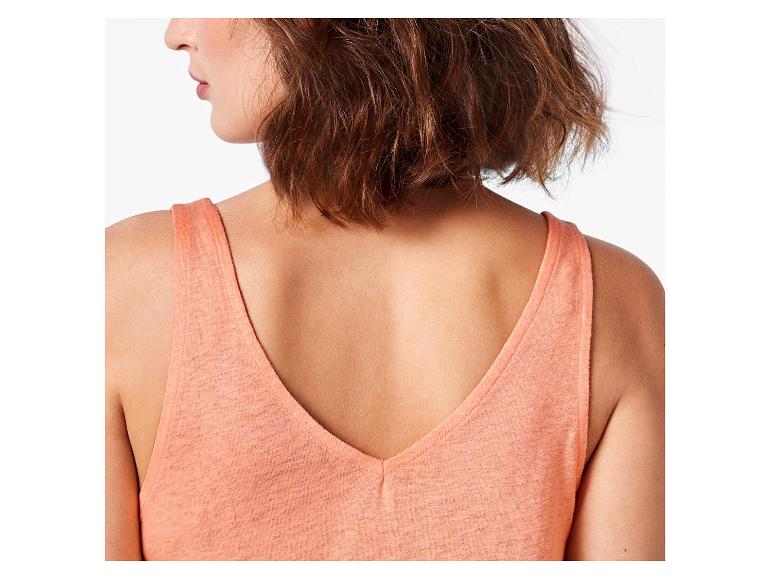 Peachfarbener Leinen-Tanktop, lässige Damenmode.
