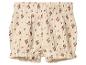 Beige Baby-Shorts mit bordeauxrotem Blumenmuster und elastischem Bund