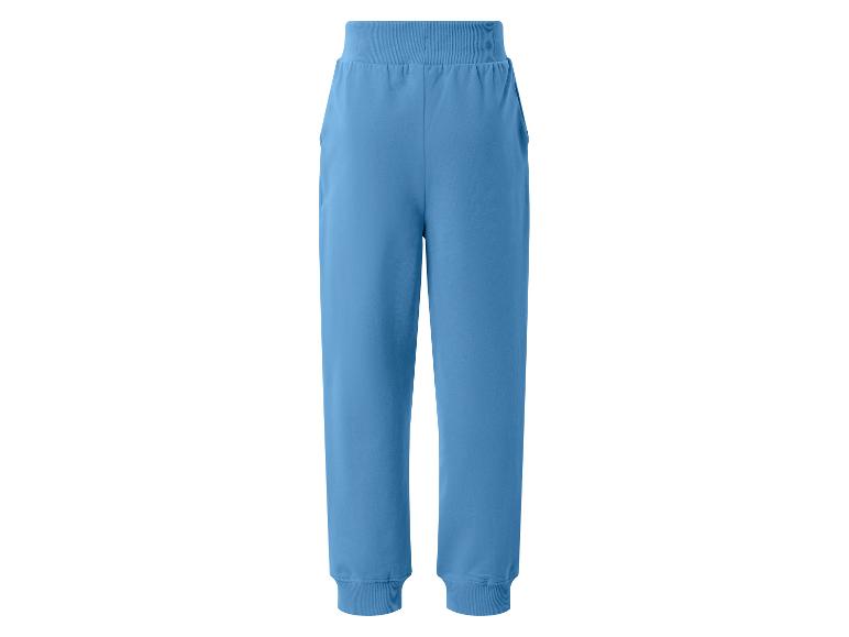 Blaue Jogginghose mit elastischem Bund und Bündchen.