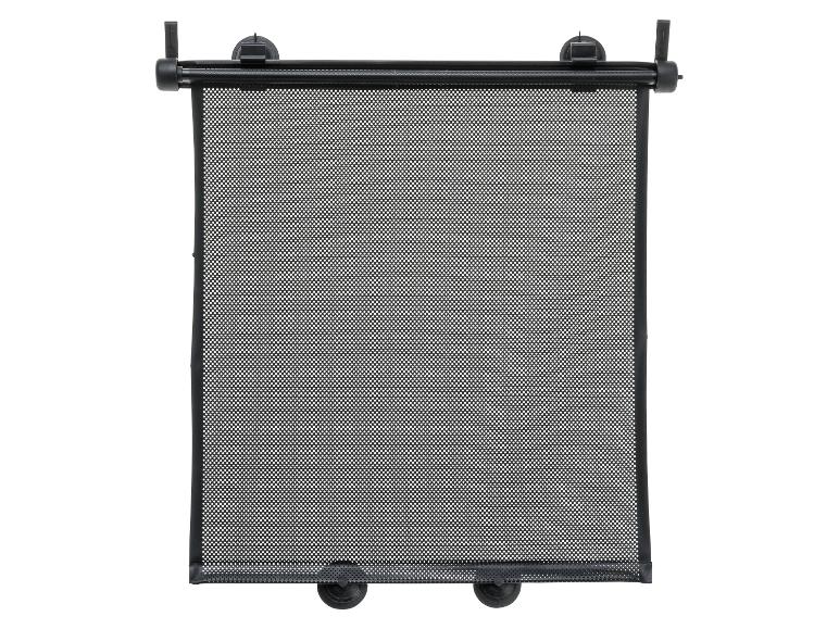 Schwarze, rollbare Sonnenblende für Autos.