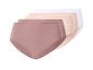 4er-Pack hochgeschnittene Baumwollslips in neutralen Tönen: Rosa, Beige und Weiß.
