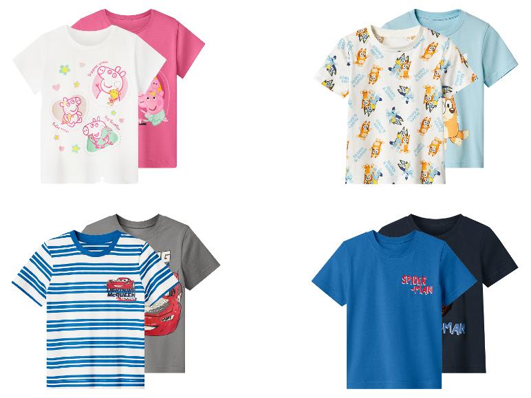 Kinder-T-Shirt-Sets mit Tier-, Auto- und Superheldenmotiven.