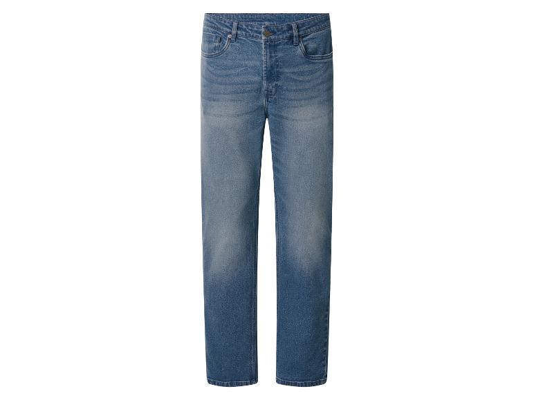Blaue Straight-Leg Jeans mit leichter Waschung.