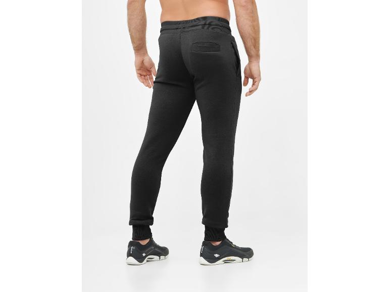 Schwarze Herren-Jogginghose mit Bündchen und Gesäßtasche.