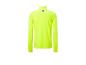 Neon-gelbes Langarm-Sportshirt mit Stehkragen, mit dem Text „SET THE PACE“.
