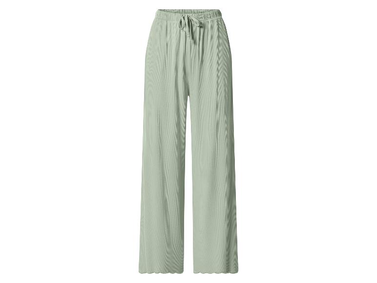 Hellgrüne gerippte weite Hose mit Kordelzug in der Taille