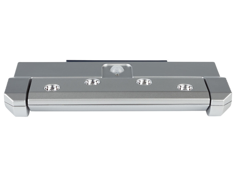 Eine silberne LED-Lichtleiste mit Bewegungssensor.