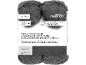 Zwei Knäuel dunkelgraues 6-fädiges Sockengarn, 2x 75g, mit Strickanleitung für Socken.
